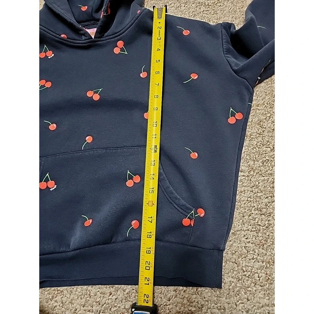 Starfit‎ Navy Blue Cherry Print Matching Set XS Cotton Blend Hoodie Joggers